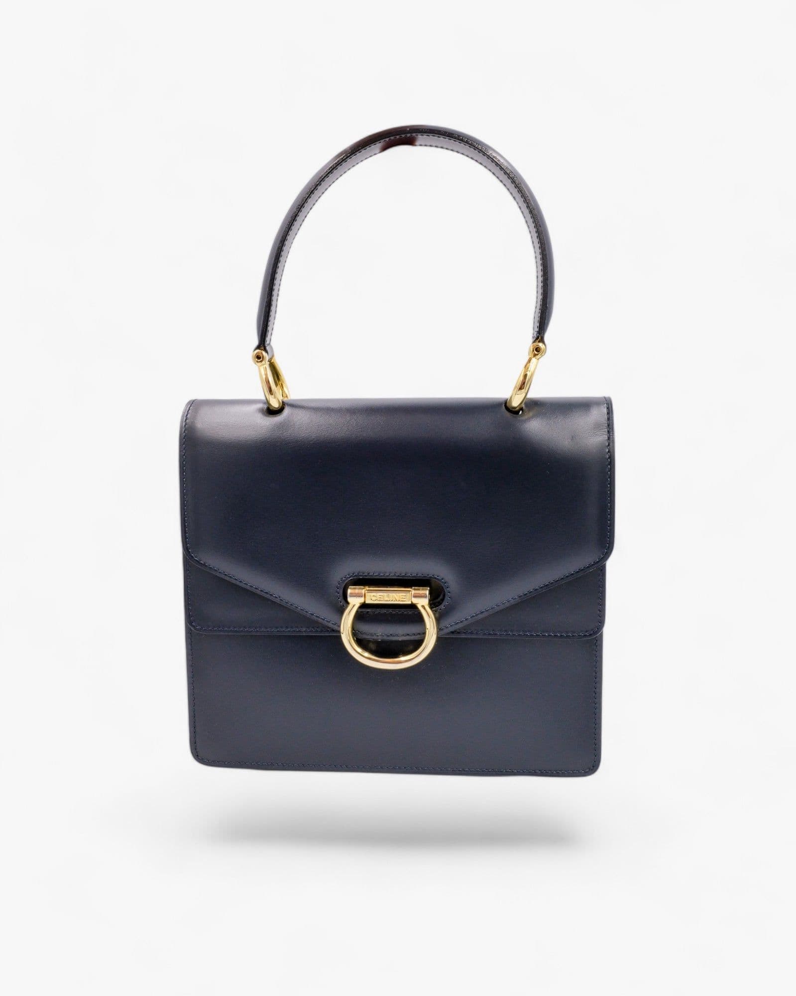 Céline Gancini Double Flap Vintage Granatowa